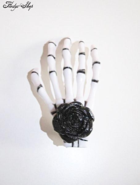 Rose Skull Haar-Clip Skeletthand